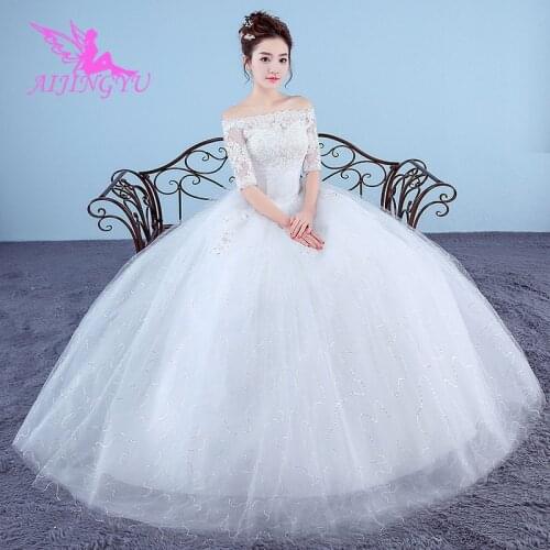 AIJINGYU 2021 plus size Customized new hot selling cheap ball gown lace up back formal bride dresses wedding dress WK111