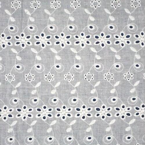 White Flower Hollow Lace Cloth Embroidered Womens Summer Cotton Cloth Hollow Lace Fabric