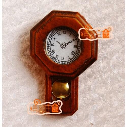G05-X483 children baby gift Toy 1:12 Dollhouse mini Furniture Miniature rement wooden retro style clock 1pcs