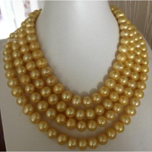Elegant 9-10 mm gold pearl necklace 50inch