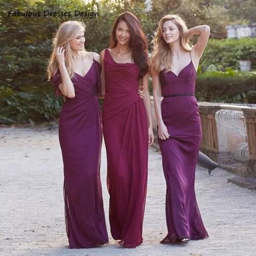Fuchsia Short Sleeve Bridesmaid Dresses Mermaid Spaghetti Strap V Neck 2021 Long Wedding Party Dress Robe De Soiree De Mariage