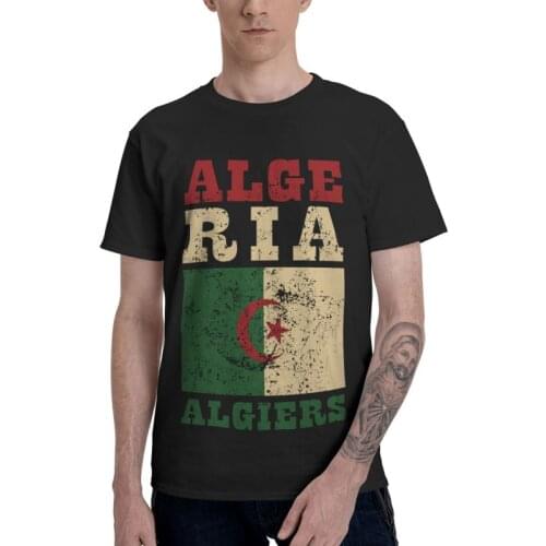 Flag Of Algeria T Shirt Mens Cotton Printing T-shirt Graphic Tshirt Short Sleeve Algerian Pride Patriotic Tees Tops