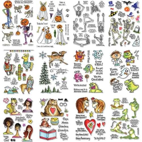 Halloween Pumpkin Man Skull and Cute Animal Clear Stamps for Scrapbooking and Cards Making Paper Craft Silicon Stamp New 2019