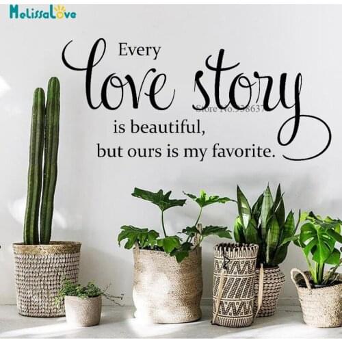 Every Love Story is Beautiful Quote Wall Decal Perfect Wedding Gift Vinyl Wallpaper BA439