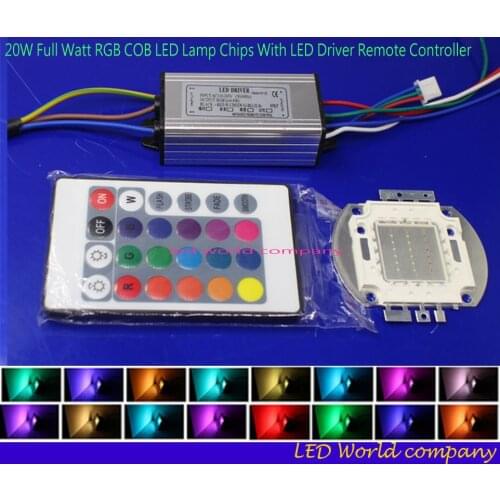High power 20W rgb kit 1ste rgb led chip+20W RGB LED Driver Waterproof+24key contrellow kit For Flood Light Lawn Lighting