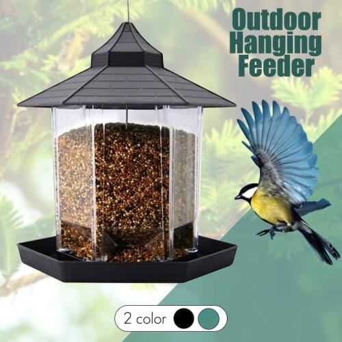 Outdoor Waterproof Hanging Balcony Window Viewing Bird Feeders Transparent Home Hanging House Shape Bird Feeder