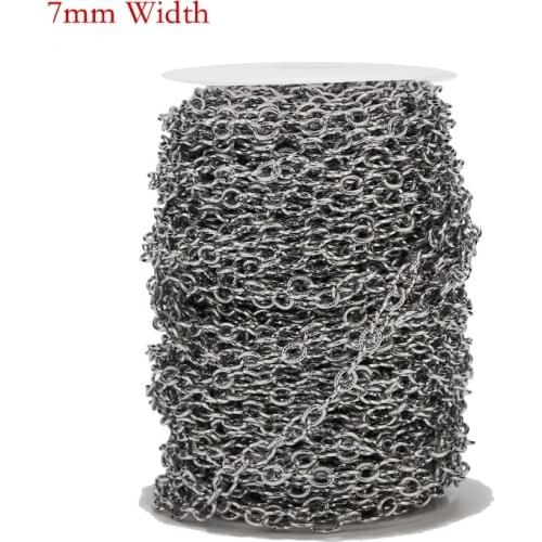 1Meter Stainless Steel 7mm Width Heavy Circle Rolo Link Chain Textured Chunky Embossing Chains For DIY Jewelry Necklaces Making