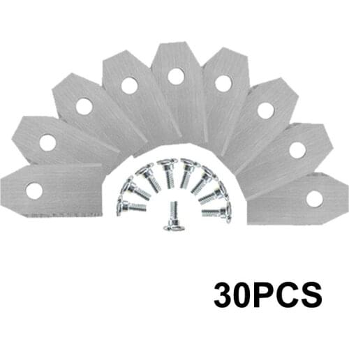 30PCS Trimmer Blade Silver Titanium Plating 0.75mm Lawn Mower Blade Replacement for Husqvama Automower Garden Tools with Screws