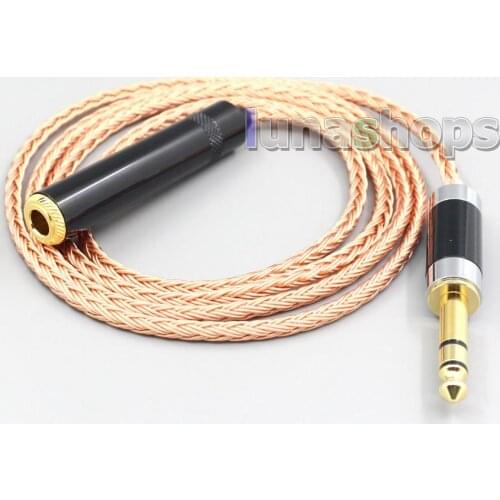 LN007057 16 Core 99% 7N OCC 6.5mm 6.35mm Stereo 3 Pole Male To 6.5mm 6.35mm Female Stereo Headphone Earphone Cable