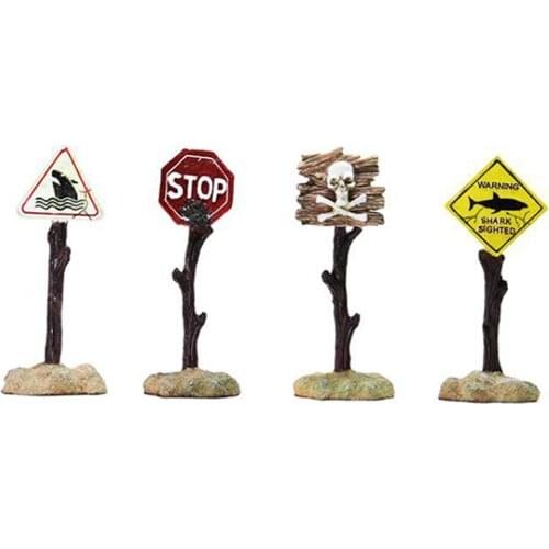 Mini Aquarium Shark Warning Signs Fish Tank Landscaping Decoration Cartoon Resin Ornaments Fish Shrimp Shelters Billboard
