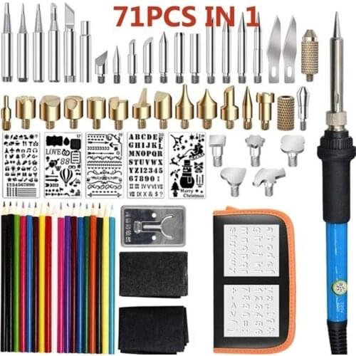 7pcs/28pcs/37pcs/71pcs Wood Burning Kit Electric Soldering Iron Engraving Pen Machining Mold Flipping Word Craft Set