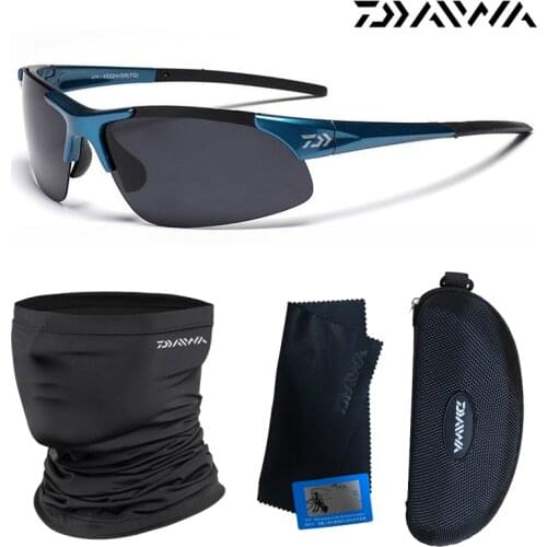 Daiwa Fishing Equipment Set Fishing Polarized Sunglasses+ Cycling Bandanas Face Tube Scarf UV Protection Eyewear Neck Gaiter Set
