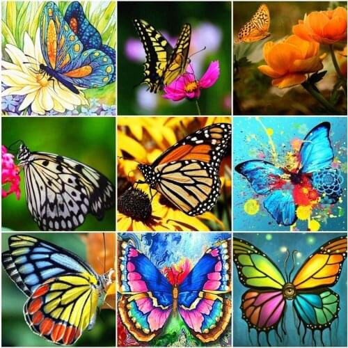 Butterfly Patterns Cross Stitch Kits 14CT 11CT Count Printed Canvas DMC DIY Handmade Embroidery Kits Needlework Sets Home Decor