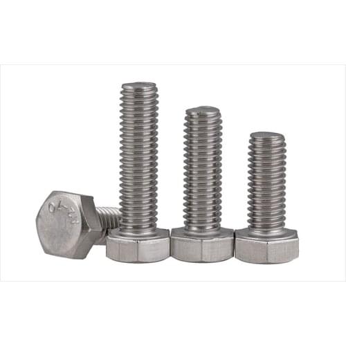 304 Stainless Steel External Hexagon Screw Extended Full Thread External Hexagon Bolt / Screw DIN933 10PCS