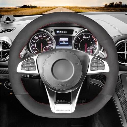 DIY Anti-Slip Wear-Resistant Steering Wheel Cover For Mercedes-Benz CLS SLC GLA GLE GLS 2014-2019 Car Interior Decoration
