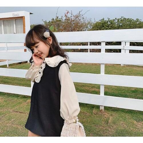 Toddler Girls Dresses 2021 Spring New Childrens Fashion Puff Sleeve Spling Dress Korean Doll Collar Princess Dress For Girls