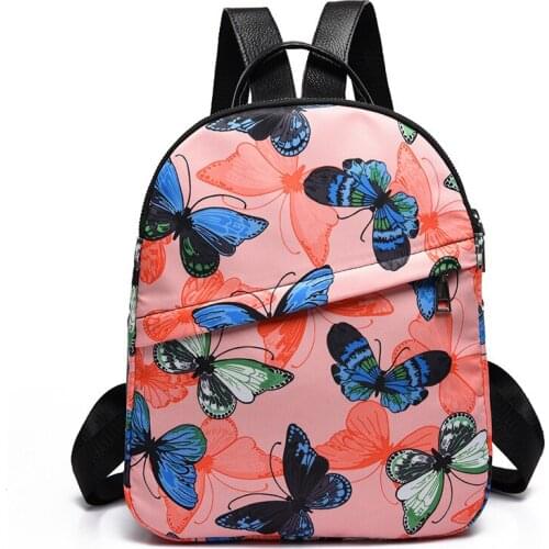Anti-theft waterproof butterfly print backpack Fashion women small school bag for lady bookbag ZX-136