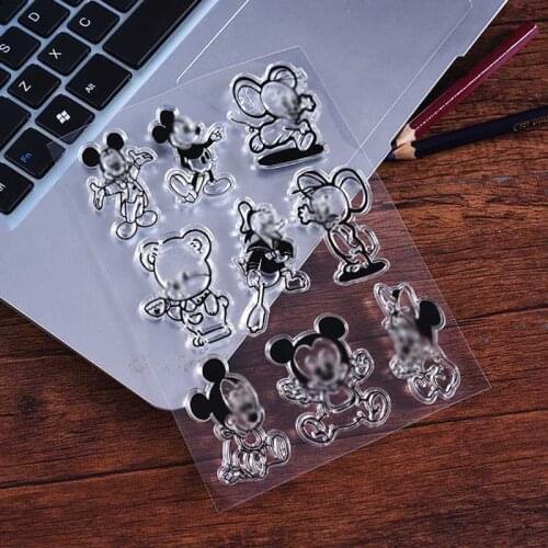Transparent Clear Stamps Mickey Cartoon for Scrapbooking DIY Silicone Seal Photo Album Decor Embossing Folder Template Sheets