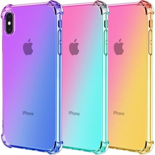 Clear Soft TPU Shockproof Phone Case for Apple iPhone 11 Pro XS Max X 8 7 Plus XR SE 2020 Gradient Style Case Cover for iPhone