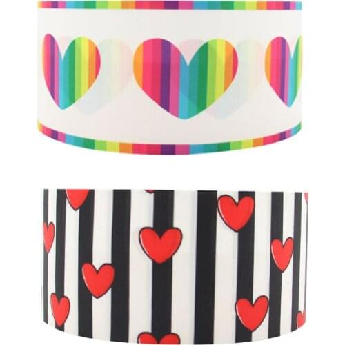 Q&N ribbon Heart-shaped Printed Grosgrain/FOE Ribbon Wedding Cotton Webbing Belt Ribbon With Logo 50yards/roll Free Shipping