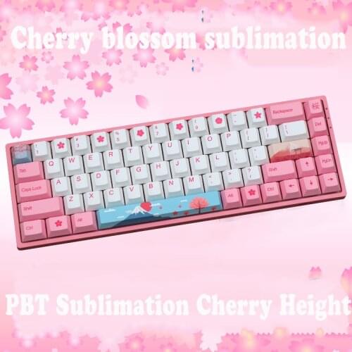 Pink Cherry Keycap 139 Key Cherry Height PBT Sublimation Mechanical Keyboard Keycap Cross Shaft for Cherry MX Switch 6.25U Space