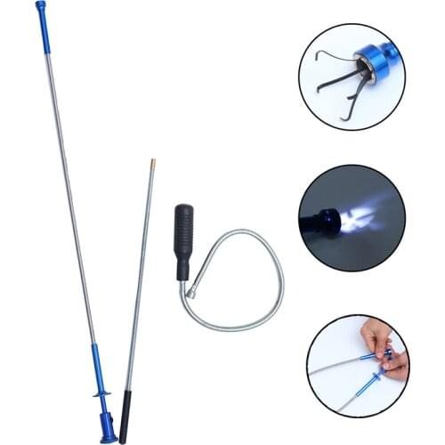 Hand Tools Magnetic Claws Pick Up Tool Magnet Long Reach Spring Grip Grabber Flexible With LED light