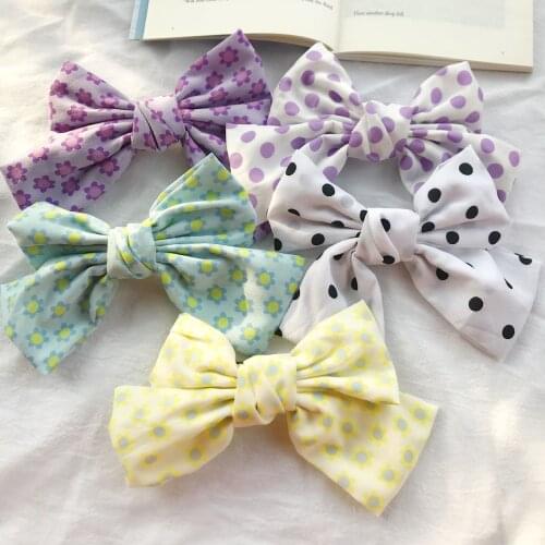 Print Flower Dot Bow Spring Clip Back Head Spoon Sweet Headwear Hairclip Headbands Hair Accessories For Women Girls