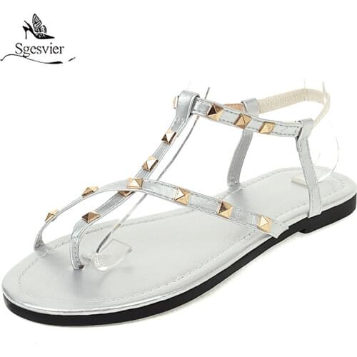 Sgesvier 2021 new summer sandals casual flat with ladies shoes comfortable simple solid colors leisure women sandals big size