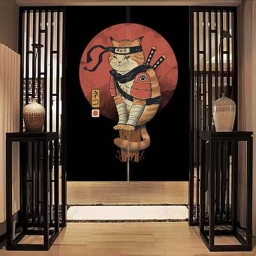 Japanese Style Restaurant Fabric Partition Door Screen Kitchen Restaurant Window Telescopic Rod Hanging Curtain Home Decoration
