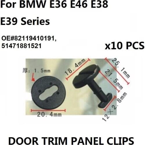 10x For BMW Floor Carpet Mat Clips E36 E46 E38 E39 Series- Twist Lock with Washers