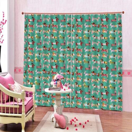 Green curtains cartoon curtains 3D Curtain Luxury Blackout Window Curtain Living Room stereoscopic curtains