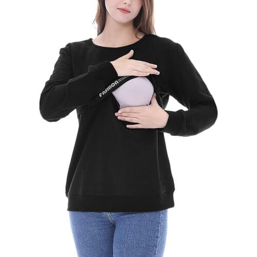 Women Maternity Long Sleeve Zipper Nursing Sweatshirts Tops For Breastfeeding Pregnancy Maternity Clothes polera maternal