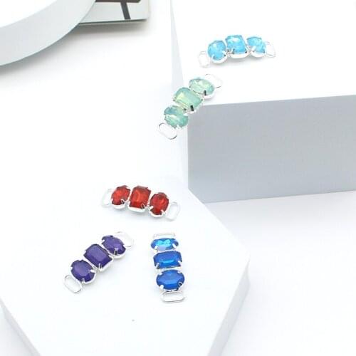 10Pcs 11*40MM New Metal Crystal Bikini Connector Buckle Resin Slipper Chain DIY Garment Sewing Accessories Decoration