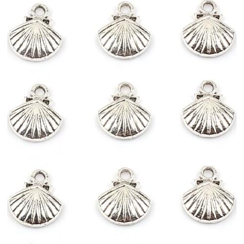11x14mm Shell Pendant Antique Silver Color Metal Beads Loose Spacer Beads For Jewelry Making DIY Handmade Charm Bracelets