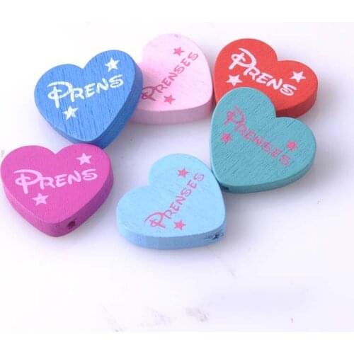 20pcs Mixed prenses pattern Wooden Spacer Beads For Jewelry making DIY 23x21mm MT0673