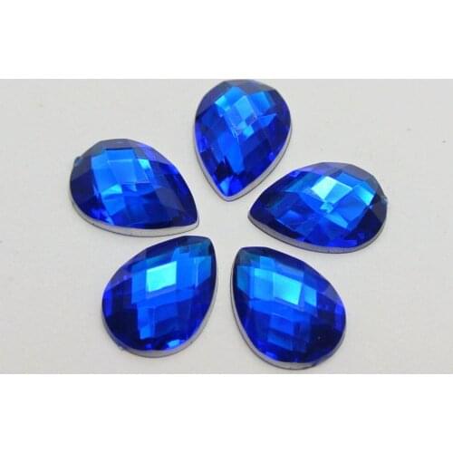 200 Royal Blue Acrylic Flatback TearDrop Rhinestone Gems 10X14mm No Hole