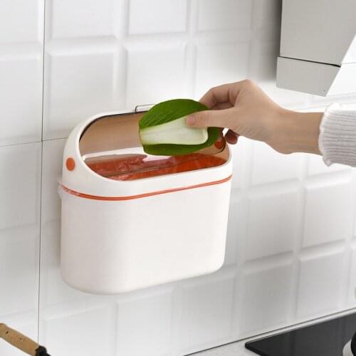 2021 Mini Kitchen Trash Can Kitchen Cabinet Trash Door Hanging Trash Can Car Trash Can Portable Wall-mounted Rubbish Storage Box