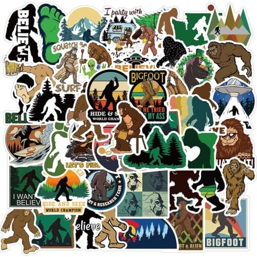 50pcs Outdoor Stickers Primeval Forest Bigfoot Barbarian Ape Man Sticker Toy For Motorcycle Laptop Stationery PS4 Bike Guitar