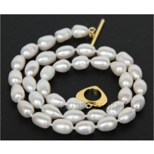 AAA 17" 11mm rice white freshwater pearls necklace