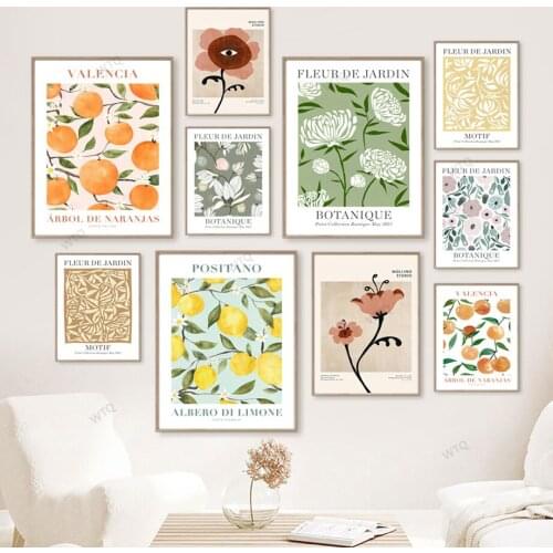 WTQ Canvas Painting Abstract Lemon Flower Eye Orange Retro Poster Plant Posters Wall Decor Wall Art Picture Room Decor Home Deco