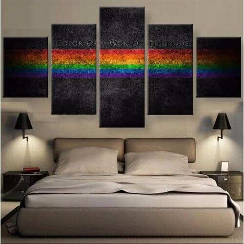 Framed Abstract Modern Home Decor Canvas 5 Panel Football Sport Club Print Painting Wall Art For Living Room Modular Picture