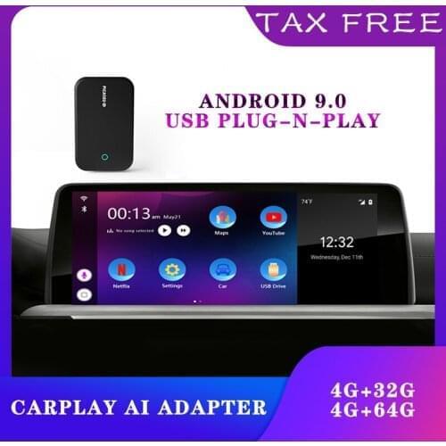 CarPlay AI adapter Android 9.0,4+32G ai box Phone Mirror Link USB Plug-n-play H6 Quad-core OEM Screen WIFI& Bluetooth universal