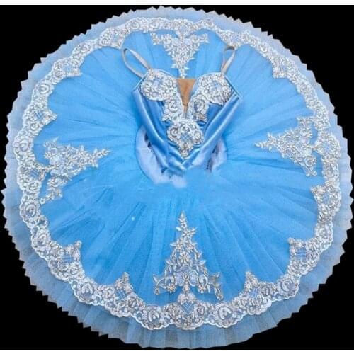 BLUE Ballet Tutu Child Kids Girls Professional Ballet Tutu Swan Lake Ballerina Dance Costumes Pancake Tutu Ballet Dress Girls