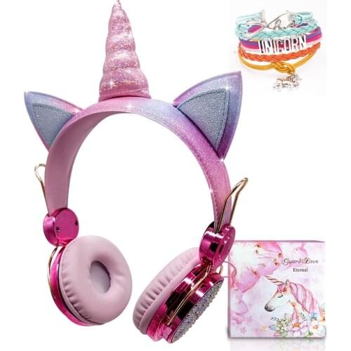 Wireless Bluetooth headphones Kids Headset Cartoon Unicorn Headphones Microphone Cascos Gaming Handsfree Calling Auricularesgift
