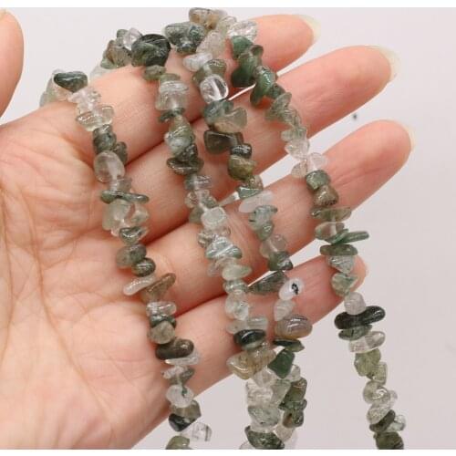 Natural Semi-precious Stones Green Hair Crystal Gravel Beads for Jewelry Making DIY Necklace Bracelet Earrings Accessories