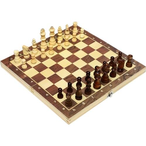 Wooden Magnetic Folding Chess Set With Felted Game Board Interior For Storage Adult Kids Beginner Chess Board Family Game 39x39