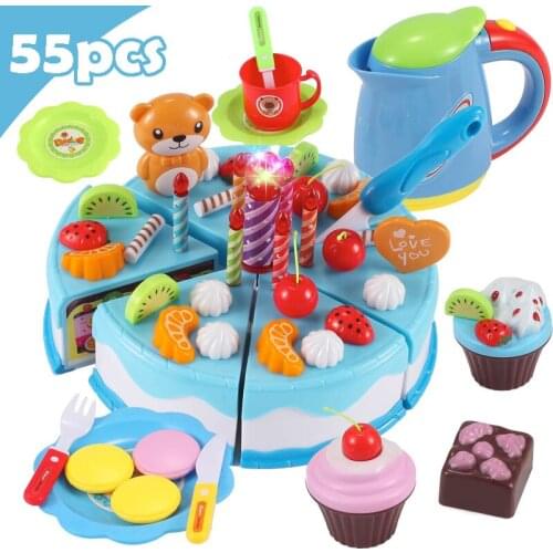 Children DIY Pretend Play Fruits Cutting Birthday Cake Kitchen Food Toys Cocina De Juguete Toy Colorful Girls Birthday Gift Kids