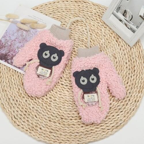 Warm Plush Thick Warm Baby Gloves Winter Plus Velvet Mittens Children Kid Coral Fleece Full Finger Gloves For 2-12Y Kids Gloves