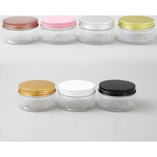 30 x Travel Empty Clear Frost Cream Lotion Cosmetic Jar 100ml PET Plastic Makeup Container with Aluminum lids screw cap 100g
