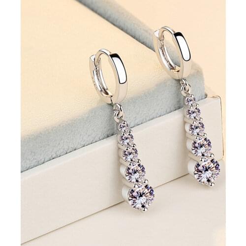 Everoyal Vintage Women Crystal Long Earrings For Girls Birthday Gift Fashion 925 Silver Earring Female Accessories Lovers Bijou